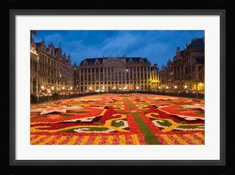 Framed Night View of the Grand Place, Belgium Print