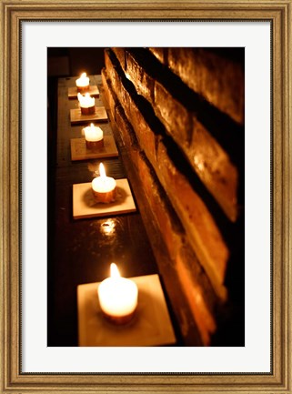 Framed Lighted Candles and Brick Wall Print