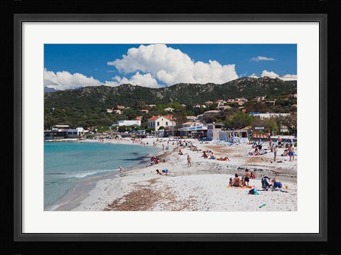 Framed Lle Rousse Town Beach Print