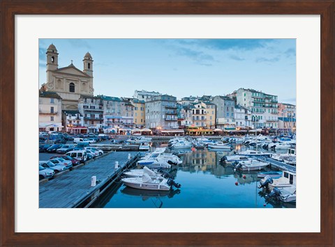 Framed Bastia Port at Dusk Print