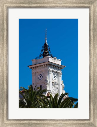 Framed Ajaccio Town Hall Clock Tower Print