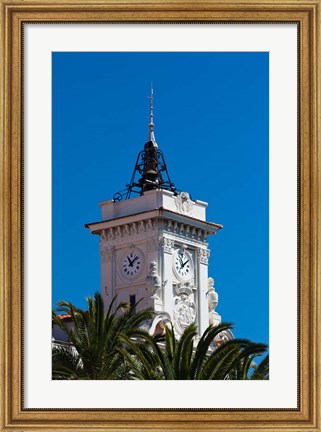 Framed Ajaccio Town Hall Clock Tower Print