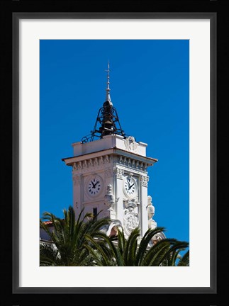 Framed Ajaccio Town Hall Clock Tower Print