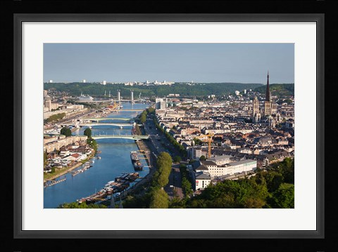 Framed City Above Seine River, Rouen Print