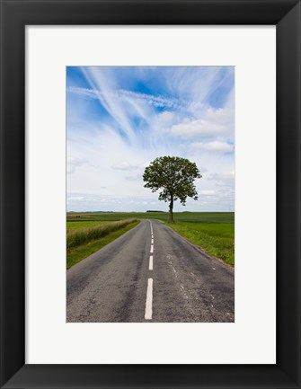 Framed Road through the countryside, Beaumont, Somme, Picardy, France Print