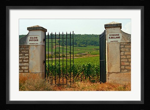 Framed Iron Gate to the Vineyard Clos Pitois Print