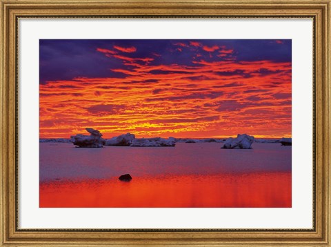 Framed Hudson Bay Floating Ice Against Sunset Print