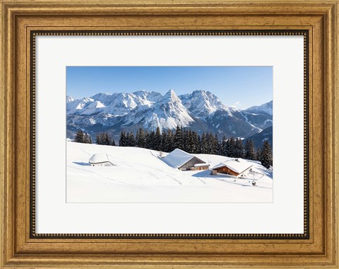 Framed Mieminger Mountains in Winter Print