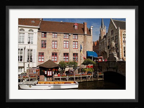 Framed Canal Cafe, Bruges, Belgium Print