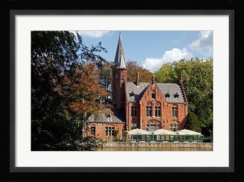 Framed Brick Church On Minnewater Lake Print