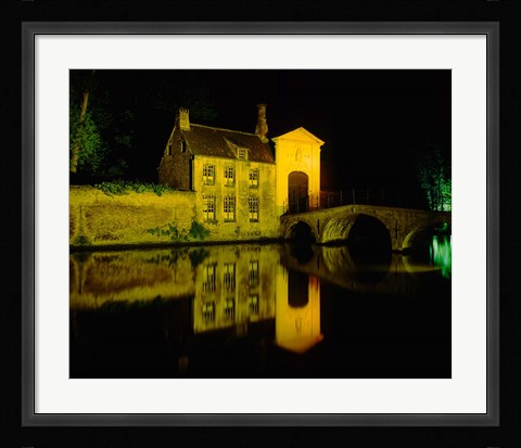 Framed Beguinage at Night, Bruges, Belgium Print