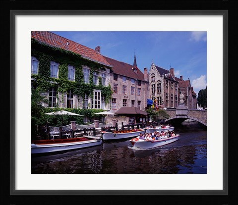 Framed Tourist Boats, Bruges, Belgium Print