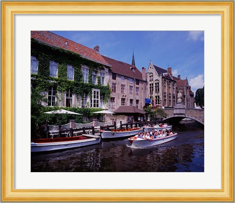 Framed Tourist Boats, Bruges, Belgium Print