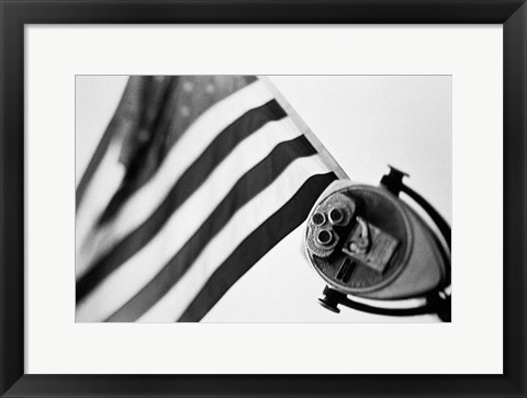 Framed Black and White American Flag Print