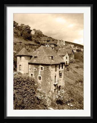 Framed Medieval houses, Aveyron, Conques, France Print