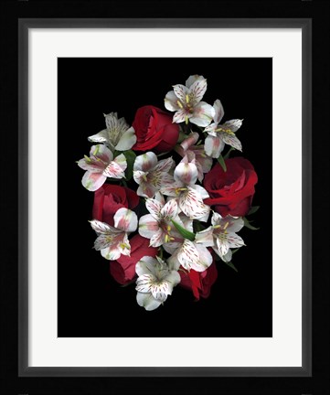 Framed Red Roses And Alstromeria Print