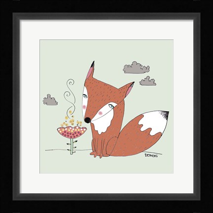 Framed Un Renard Dans La Cours Print