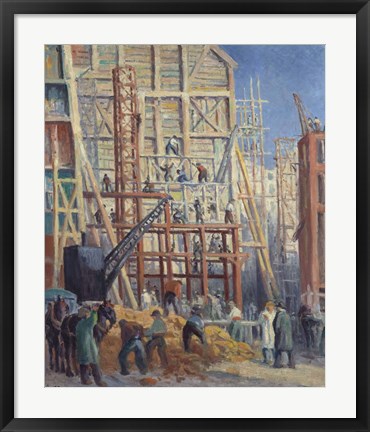 Framed Construction Site, 1911 Print
