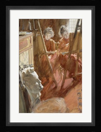 Framed Young Schwartz Girls Drawing, , 1889 Print