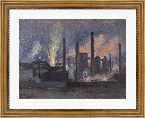 Framed Factories Near Charleroi, 1897 Print