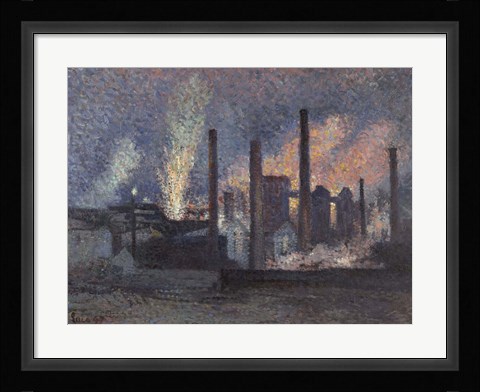 Framed Factories Near Charleroi, 1897 Print