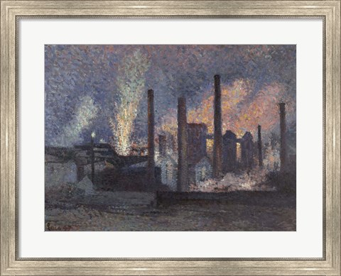 Framed Factories Near Charleroi, 1897 Print