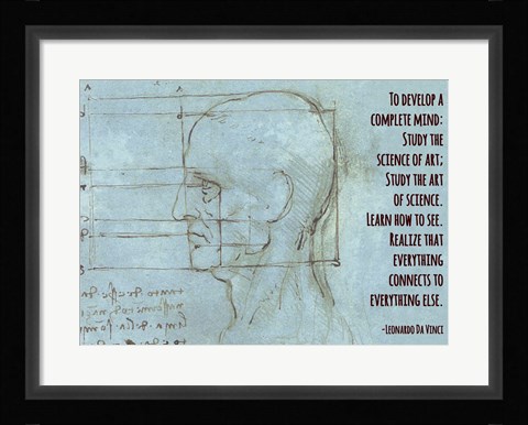 Framed To Develop a Complete Mind -Da Vinci Quote Print