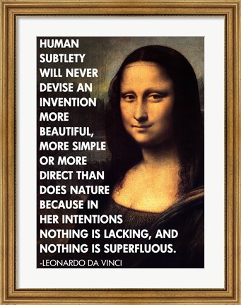Framed Human Subtlety -Da Vinci Quote Print