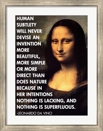 Framed Human Subtlety -Da Vinci Quote Print