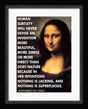 Framed Human Subtlety -Da Vinci Quote Print