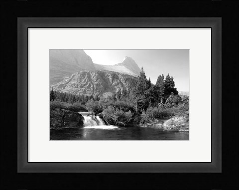 Framed Waterfall And Cliffs 6 Print