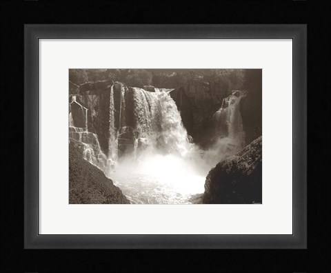 Framed Sepia North Shore Waterfall Print