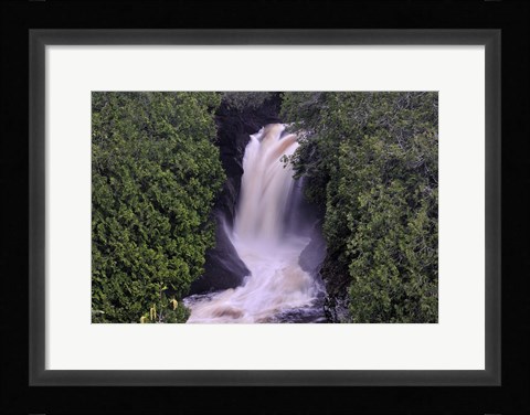 Framed Lake Superior Waterfall Between Trees Print
