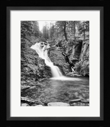 Framed Rushing Waterfall In Gorge Print