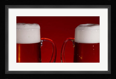 Framed Beer Mugs Closeup Print