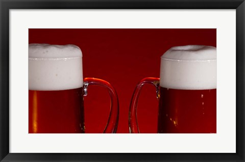 Framed Beer Mugs Closeup Print