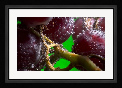 Framed Grapes Covered With Water Drops Closeup Print