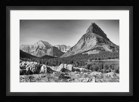 Framed Mountains And Lake Greenery Print