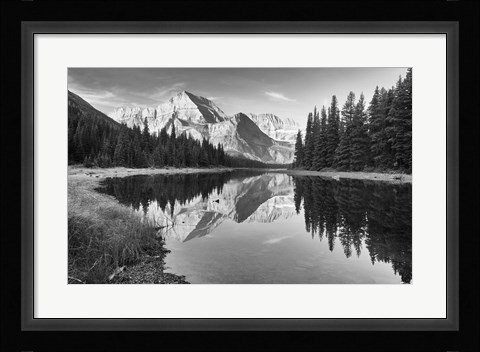 Framed Lake Reflecting White Mountains Print