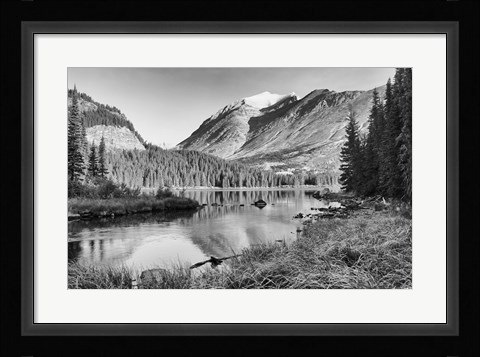Framed Mountain Landscape And Lake Print
