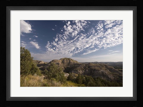 Framed Green Mountains Under Blue Sky Print