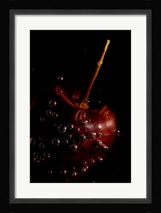 Framed Cherry Covered In Water Drops IV Print