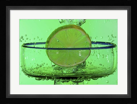 Framed Margarita Glass And Lemon Splash Print