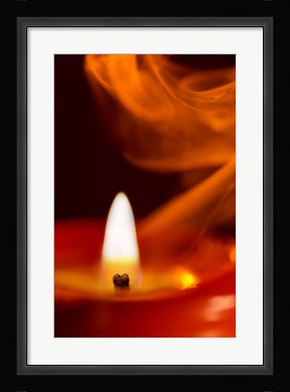Framed Orange Candle And Smoke Print