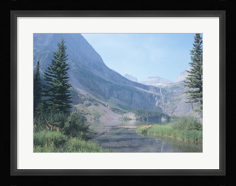 Framed Misty Mountains And Shadow River Print