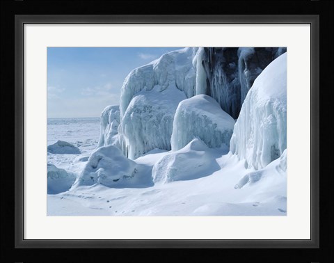 Framed Lake Superior Winter Snow 20 Print
