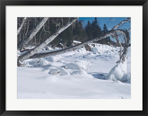 Framed Lake Superior Winter Snow 25 Print