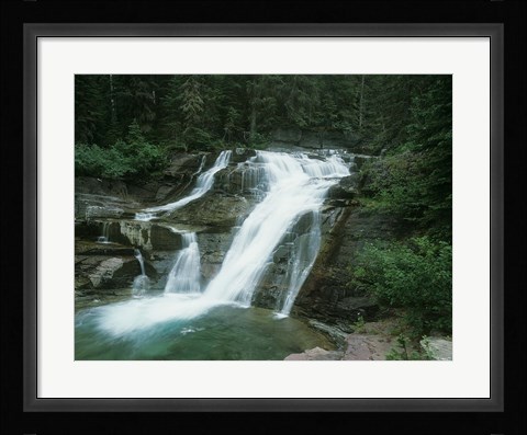 Framed Glacier National Park Waterfall 7 Print