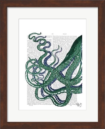 Framed Octopus Tentacles Green and Blue Print