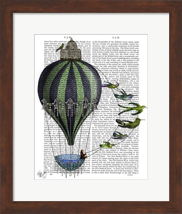 Framed Hot Air Balloon and Birds Print